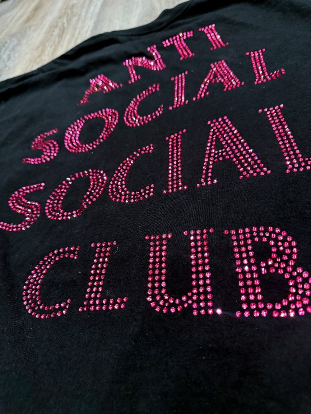 Anti Social Social Club Rhinestone Mind Games Tee Black/Pink   XL